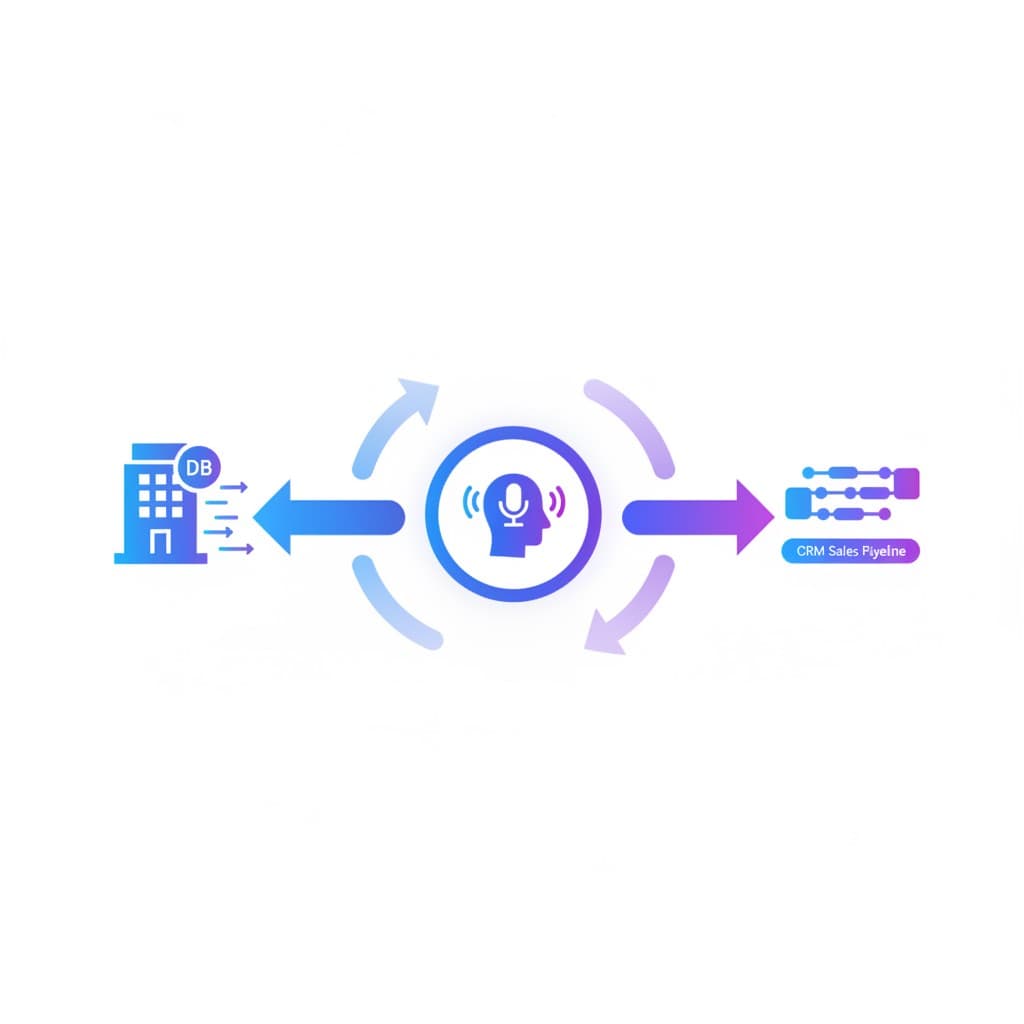 PropStream automation workflow diagram showing property data flowing through an AI voice agent into a CRM pipeline