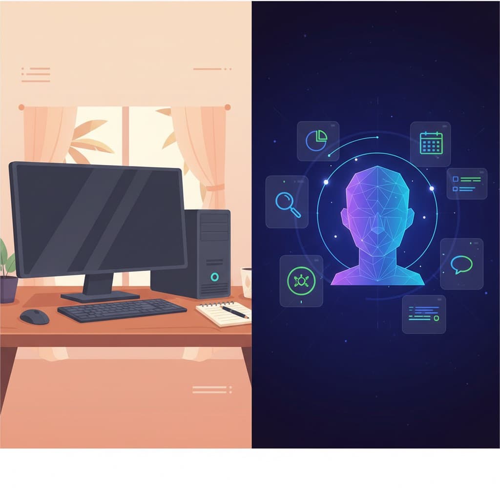 AI vs Virtual Assistant Real Estate: Honest 2026 Comparison AI vs virtual assistant real estate comparison illustration showing a Philippine VA workspace next to an AI agent dashboard