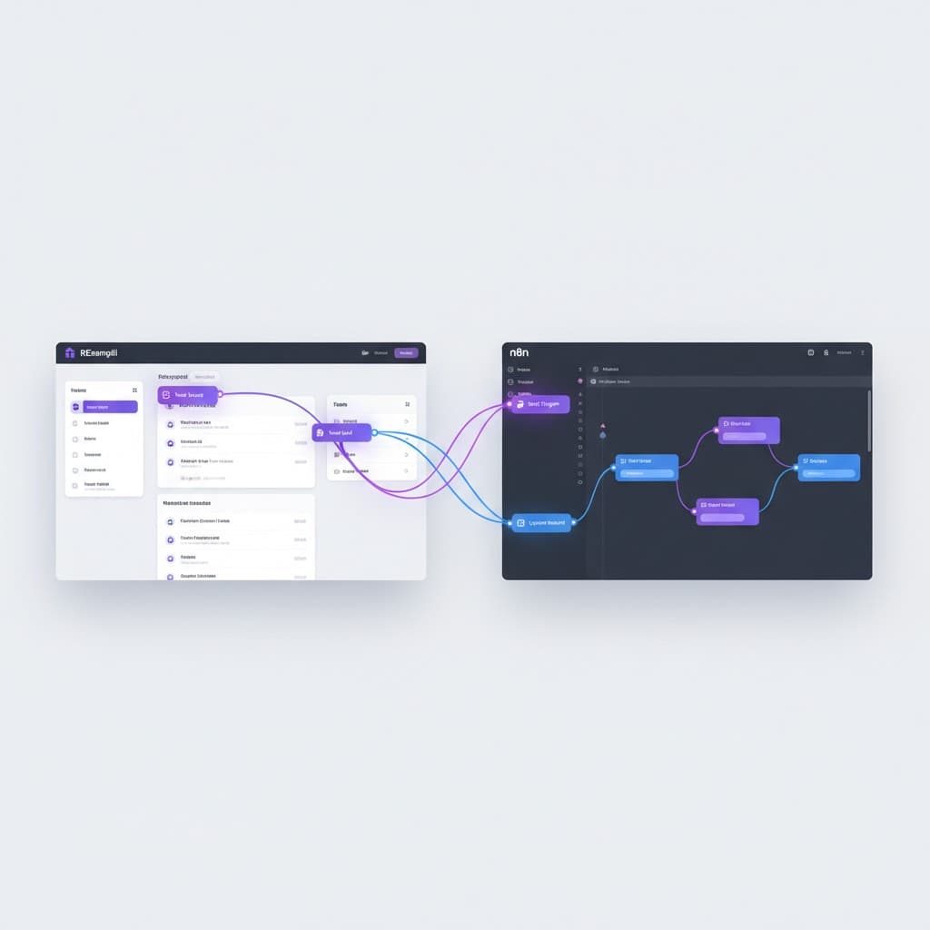 REsimpli AI Integration: Step-by-Step Guide with n8n REsimpli AI integration workflow connecting REsimpli CRM to n8n automation editor for real estate investors