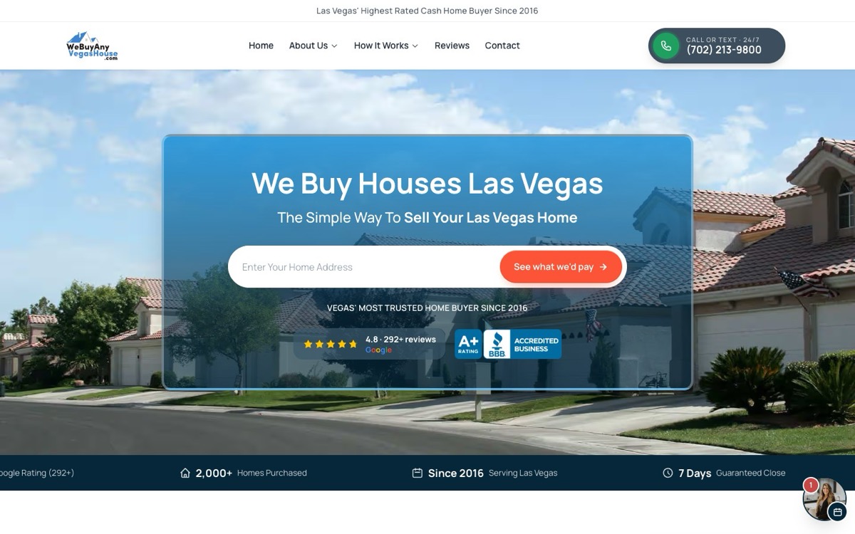We Buy Any Vegas House website built by White Space Solutions